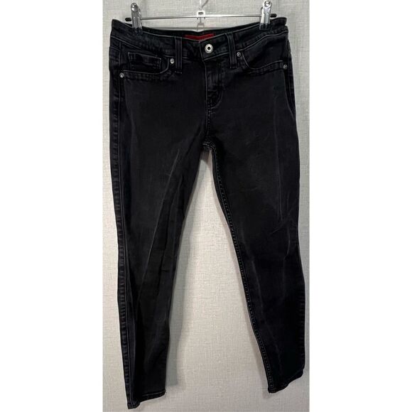 Guess Black Low Rise Sturdy Denim Fitted Skinny Jeans With Some Fading - Picture 1 of 5